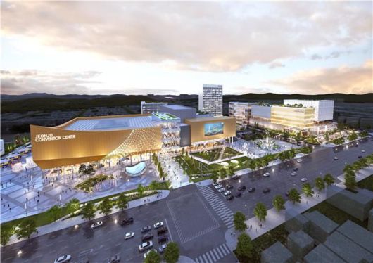 전북 전주 옛 종합경기장 부지에 조성되는 마이스복합단지 개발 컨벤션센터 조감도. 전주시 제공