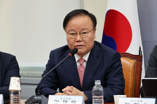 김재원 국민의힘 최고위원이 8일 서울 여의도 국회에서 열린 최고위원회의에서 발언하고 있다. 사진=박범준 기자