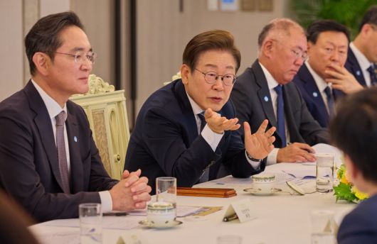 이재명 대통령이 지난 6월 13일 서울 용산 대통령실에서 열린 6경제단체와 기업인 간담회에서 발언하고 있다. 대통령실 제공