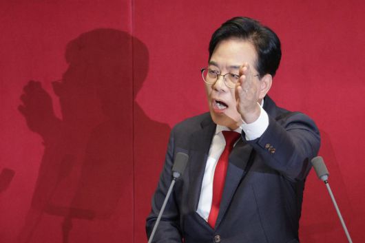 송언석 국민의힘 원내대표가 10일 오전 서울 여의도 국회에서 열린 제429회국회(정기회) 제3차 본회의에서 국정에 관한 교섭단체 대표연설을 하고 있다. 뉴스1