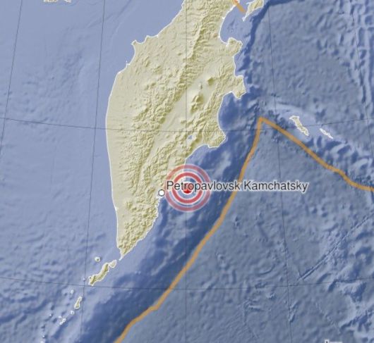러시아 캄차카반도 해안 인근서 규모 7.4의 지진이 13일(현지시간) 발생했다. (출처=독일 지구과학연구센터) 뉴스1