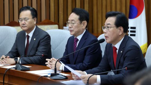 국민의힘 송언석 원내대표가 28일 서울 여의도 국회에서 열린 국정감사 대책회의에서 발언하고 있다. 사진=서동일 기자