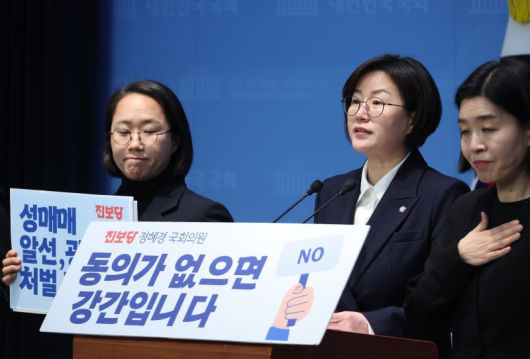 정혜경 진보당 의원이 지난 3월 5일 서울 여의도 국회 소통관에서 비동의 강간죄 및 성범죄 처벌 강화 3대 법안 발의 기자회견을 하고 있다. 뉴시스                                  프랑스 상원. 연합뉴스