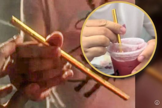 중국 저장성의 남성 쇼우가 직접 제작한 2000만원 짜리 금 빨대. /사진=더우인·SCMP 캡처