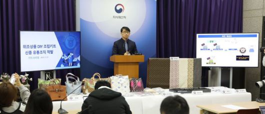 신상곤 지식재산처 지식재산보호협력국장이 27일 대전 서구 정부대전청사 기자실에서 위조상품 단속 결과를 브리핑을 하고 있다.