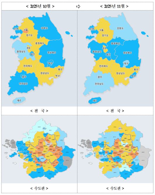 주택매매시장 소비심리지수(전국, 수도권). 국토연구원 제공