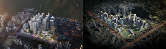 군포산본 9-2구역(왼쪽), 군포산본 11구역 특별정비계획(안) 조감도 LH 제공