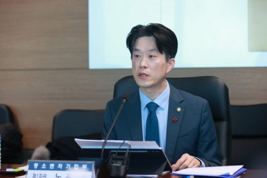 노용석 중소벤처기업부 제1차관이 26일 서울 영등포구 기술보증기금에서 열린 '제3자 부당개입 문제해결 TF 킥오프 회의'에서 모두 발언을 하고 있다.