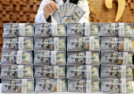 글로벌 투자은행(IB)들이 내년에도 원-달러 환율이 1400원선을 크게 웃돌 것이라는 전망을 내놓았다. 사진은 서울 중구 하나은행 위변조대응센터에서 은행 관계자가 달러화를 정리하는 모습. /사진=뉴스1