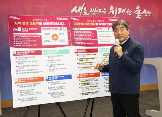 정호동 울산시 경제산업실장이 7일 시청 프레스센터에서 2026년 연두 언론브리핑을 통해 올해 주요 추진사업 및 정책에 대해 설명하고 있다. 울산시 제공