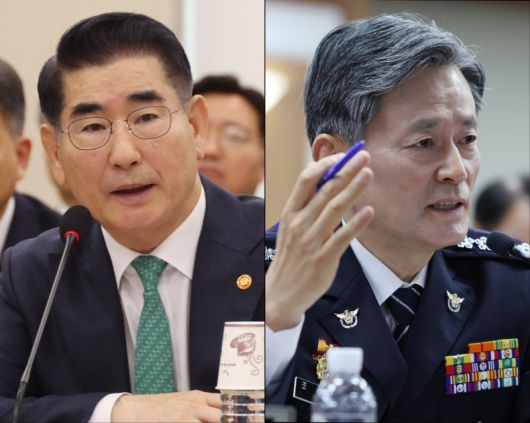 '12·3 비상계엄 사태'의 핵심 인물인 김용현 전 국방부 장관과 조지호 경찰청장의 석방 여부를 결정할 보석 심문이 21일 열린다. 사진은 김용현 전 국방부 장관과 조지호 경찰청장. 사진=뉴시스