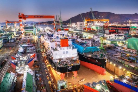 삼성중공업 거제조선소에서 선박 건조작업이 이뤄지고 있다. 사진=서동일 기자