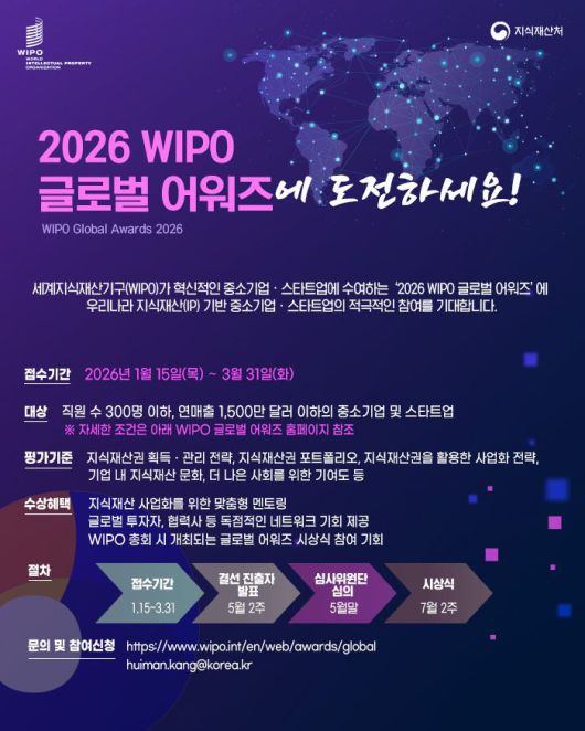 2026 WIPO 글로벌 어워즈 안내 포스터