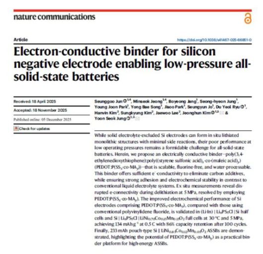 SK온-연세대 전자전도성 고분자 소재 연구 논문. SK온 제공.