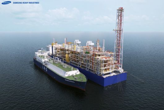 삼성중공업이 개발한 심해용 부유식 액화천연가스 생산설비(FLNG) 표준모델. /사진=뉴시스