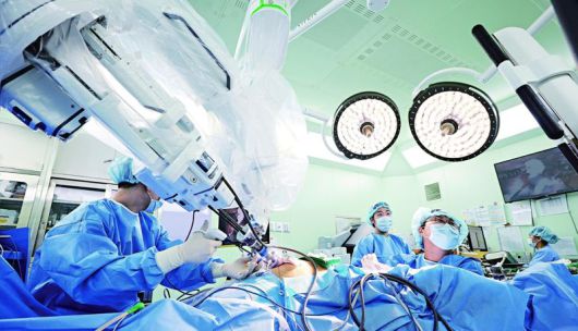 울산대학교병원 다빈치SP 로봇수술 모습. 울산대병원 제공