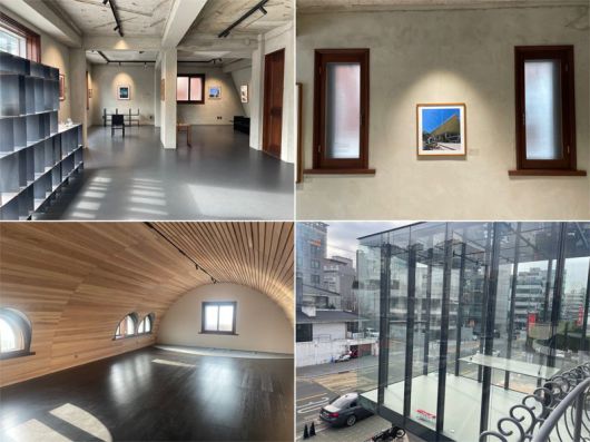 한국의 1세대 현대건축가 김중업이 1984년 설계한 서울 서대문구 '연희정음'은 2024년부터 복원 작업에 들어갔다. 첫 건축주의 두 딸이 사용한 2층 방은 벽체만 뜯어내 전시공간이 됐고 1층 서쪽엔 옛 창호가 그대로 남겨졌다. 3층 적삼목 천장도 재시공해 라이브홀로 꾸몄다. 새로 만든 건 외부에 유리로 만든 15평 공간의 전시장이다(사진 왼쪽 위부터 시계방향). /사진=서윤경 기자