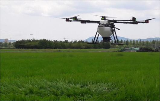 부산시 농업기술센터가 운영하고 있는 농업용 드론 비행 모습. 부산시 제공