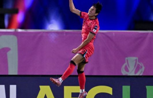 18일 사우디아라비아 제다의 킹 압둘라 스포츠 시티 홀 스타디움에서 열린 2026 아시아축구연맹(AFC) U-23 아시안컵 8강전에서 한국의 백가온이 전반전에 선제 골을 넣고 포효하고 있다. AFC 홈페이지 제공