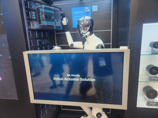 지난 7일(현지시간) 미국 라스베이거스 컨벤션 센터 웨스트 홀 CES 2026 HL만도 부스에 전시된 로봇 액추에이터. 사진=뉴시스