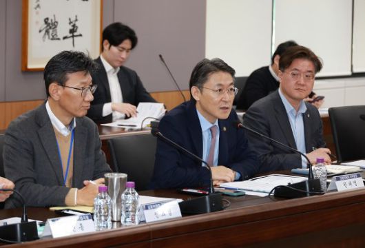 권대영 금융위원회 부위원장(가운데)이 21일 오전 서울 종로구 정부서울청사에서 개최한 금융업권 생산적 금융협의체에서 발언하고 있다.