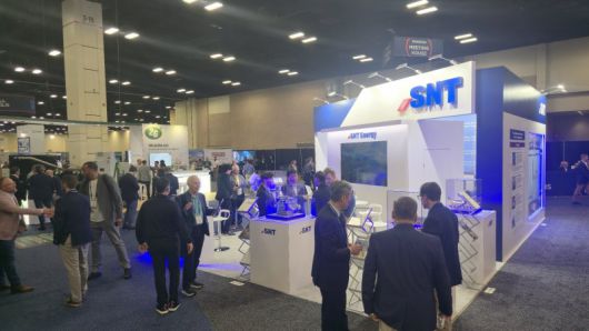 지난 20일부터 3일간 미국 샌안토니오에서 열리는 파워젠 인터내셔널 2026에 마련된 SNT에너지 부스 모습. SNT에너지 제공