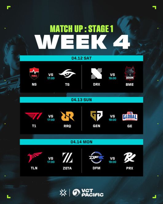 VCT 퍼시픽 스테이지 1 4주 차 대진 및 일정