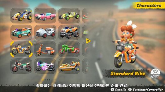 - 캐릭터와 카트를 원하는 대로 고를 수 있다