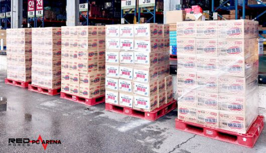‘농심 배홍동’ 제품 750박스. 사진=레드포스 PC방