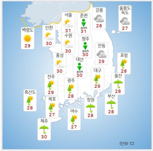 기상청= 오늘 오후 날씨