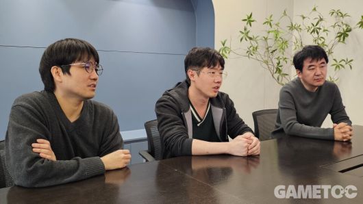 (좌측부터) 장윤진 드래곤소드 PD, 곽노찬 CD, 박정식 하운드13 대표 (사진=웹젠 제공)