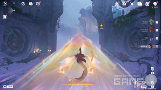 하늘을 날아서 이동한다. 원신 /게임와이 촬영