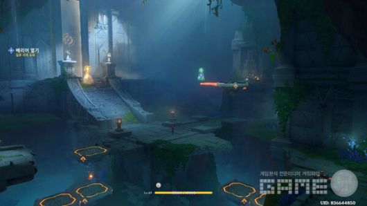 이렇게 아래쪽 좌측으로 캐릭터가 올라설 수 있는 노란색 발판이 만들어진다. 원신 5.0 나타 /게임와이