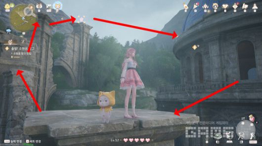 ▲노노이를 만난 곳에서 이 방향으로 진입하면 근처 상상의 별을 획득할 수 있다. 인피니티 니키 /게임와이 촬영