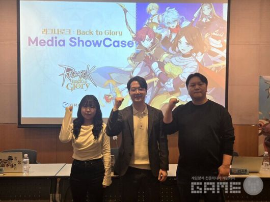 (왼쪽부터) 정주희 사업 PM, 정기동 사업 PM, 신지환 운영 담당 / 게임와이 촬영