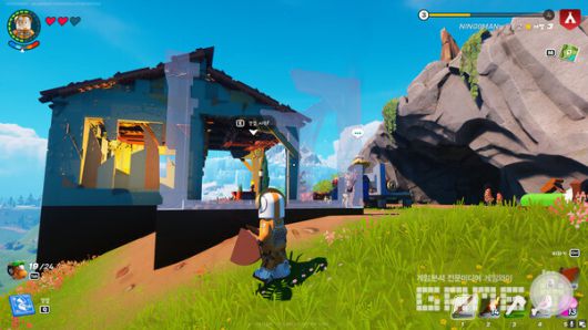 ▲동굴 바로 앞에 마을을 지었다. 레고 포트나이트 /게임와이 촬영