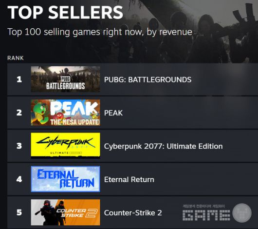 국내 매출 순위 /스팀