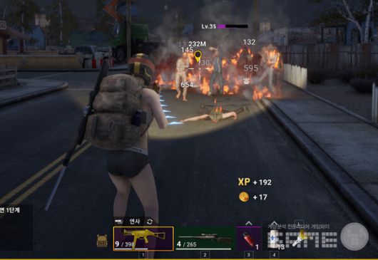 몹 몰이가 가능하다. 몰아서 폭탄을 터트린다. 이렇게 비슷한 레벨 대의 좀비를 사냥하면 레벨업에 도움이 된다.  다키스트 데이즈 /게임와이 촬영