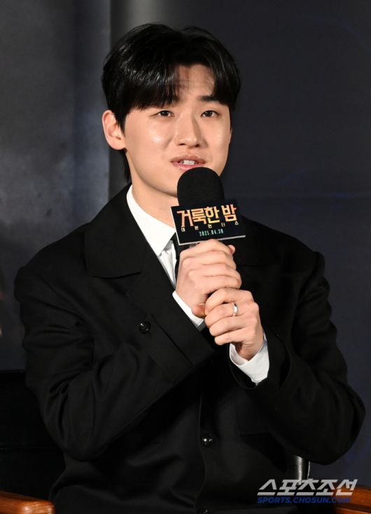 2일 롯데시네마 건대입구에서 열린 영화 '거룩한 밤: 데몬 헌터스'의 제작보고회, 질문에 답하는 이다윗의 모습. 허상욱 기자 wook@sportschosun.com/2025.04.02/