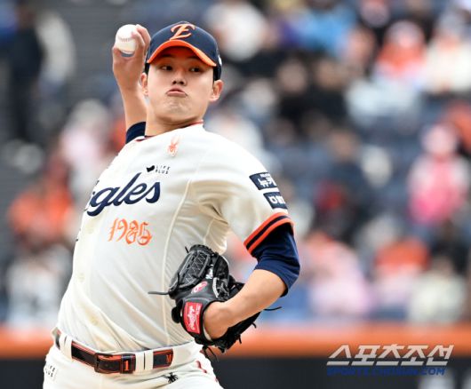 13일 대전 한화생명볼파크에서 열린 키움과 한화의 경기, 한화 선발투수 문동주가 역투하고 있다. 대전=허상욱 기자wook@sportschosun.com/2025.04.13/