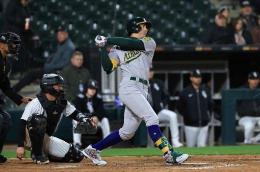 타이럴 소더스트롬이 9회 안타를 날리고 있다. AFP연합뉴스