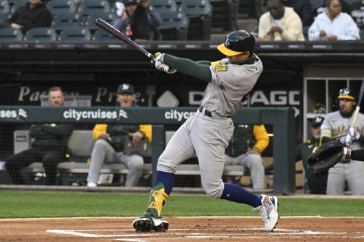 소더스트롬이 1회초 우중간 선제 3점포를 터뜨리고 있다. Imagn Images연합뉴스