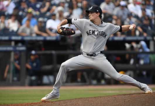 뉴욕 양키스 맥스 프리드가 21일(한국시각) 탬파베이 레이스를 상대로 등판해 힘차게 공을 뿌리고 있다. AFP연합뉴스