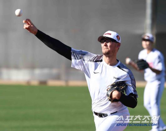 코엔 윈이 지난 2월 애리조나 캠프서 초청 선수로 훈련하던 모습. 사진제공=LG 트윈스