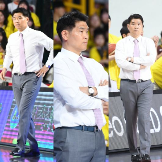 조상현 LG 감독의 4강 PO 복장. 왼쪽부터 4강 1, 2, 3차전. 사진제공=KBL