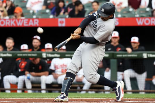 양키스 트렌트 그리샴이 1회초 우월 솔로홈런을 날리고 있다. Imagn Images연합뉴스