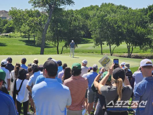 셰플러의 그린 플레이를 지켜보고 있는 갤러리. 사진=김용 기자