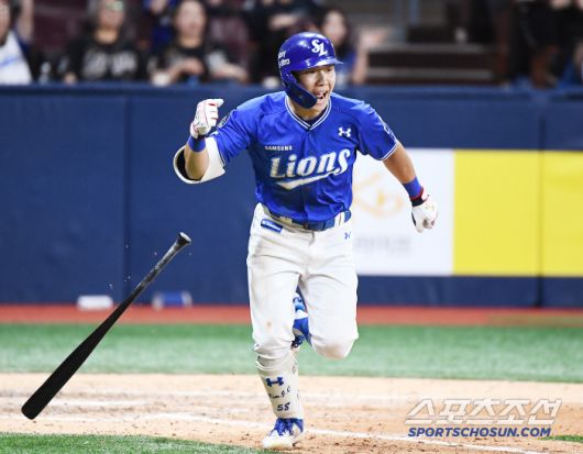 20일 서울 고척스카이돔에서 열린 삼성-키움전. 11회초 1사 만루 김지찬이 1타점 적시타를 친 후 환호하고 있다. 고척=정재근 기자 cjg@sportschosun.com/2025.5.20/