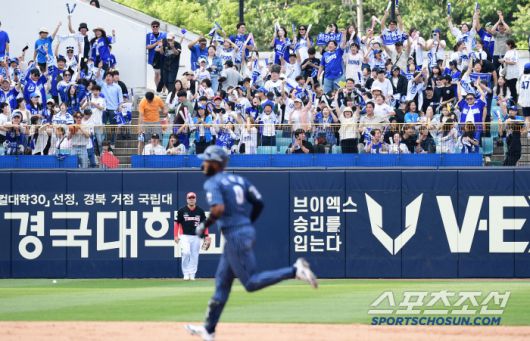 열광하는 삼성 야구팬들.