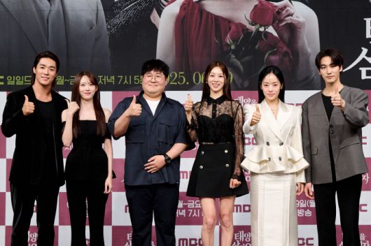 '태양을 삼킨 여자' 서하준, 이루다, 김태형 PD, 장신영, 윤아정, 오창석(왼쪽부터). 사진 제공=MBC